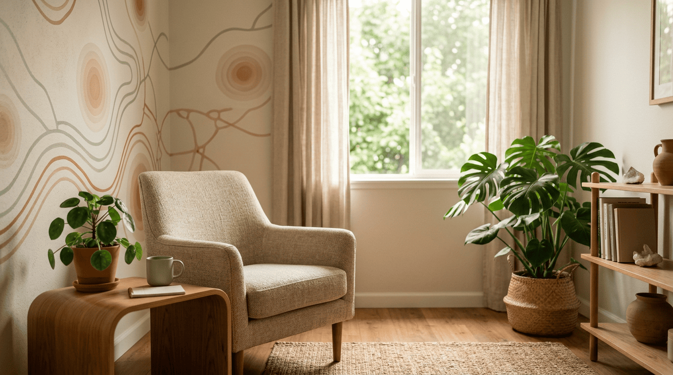 AI ADHD psychologist online support, calm focused space